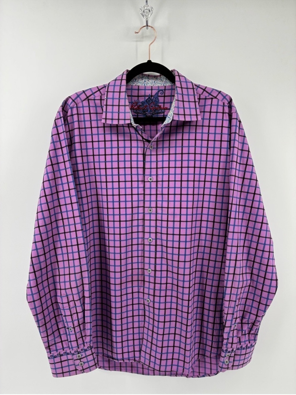 Robert Graham Purple and Blue Checkered Dress Shirt